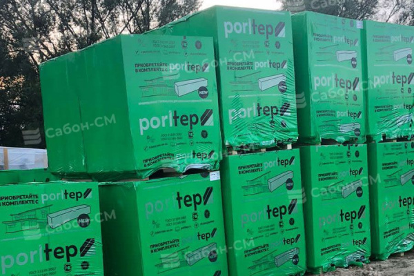 Пеноблоки стеновые Poritep Коломна 625х200х375, D600